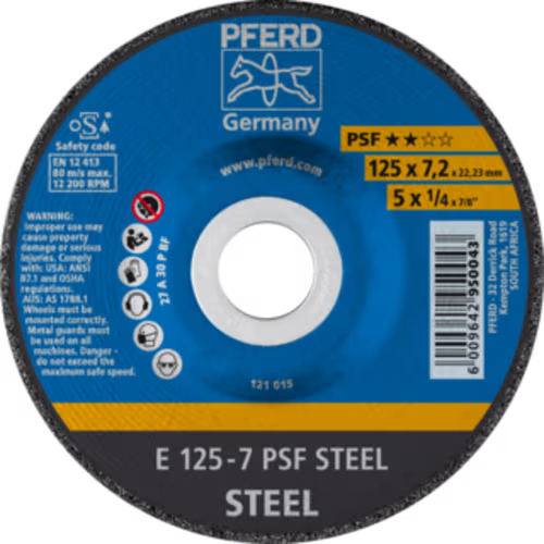 GRINDING DISC STL 125 X 7.0 PSF PFERD - FOR STEEL - UNIVERSAL LINE