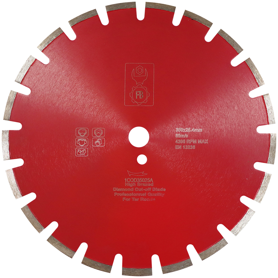 DIAMOND BLD 350MM SEGMENTED ASPHALT FB - 25MM BORE - WET/DRY CUT - TAR ROADS