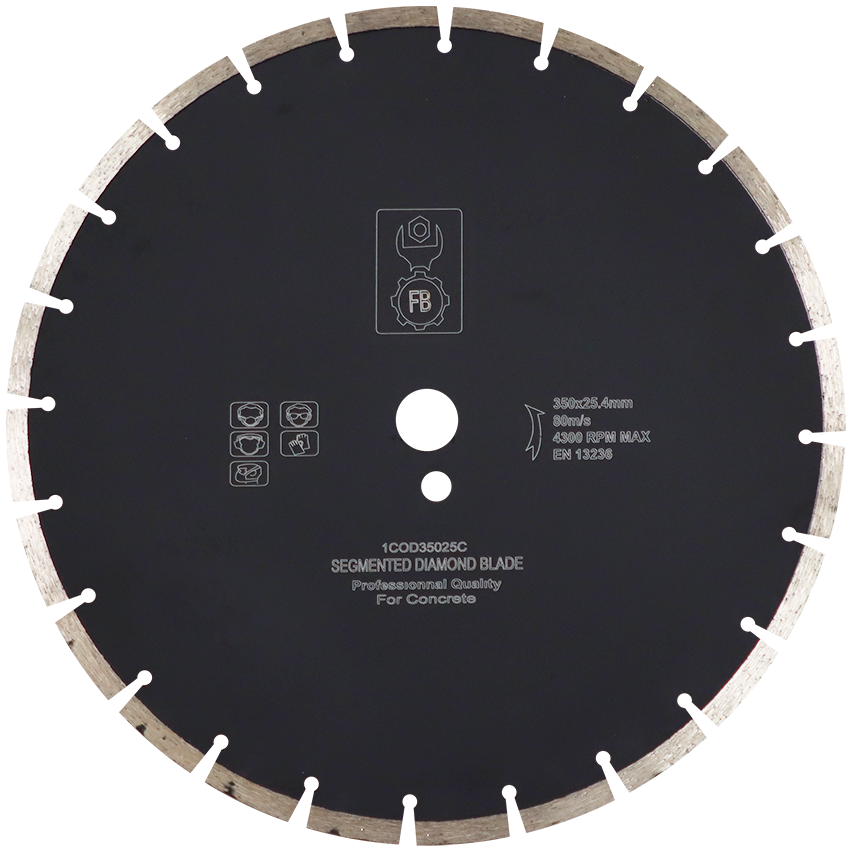 DIAMOND BLD 350MM SEGMENTED CONCRETE FB - 25MM BORE - WET/DRY CUT - CONCRETE