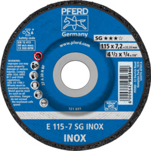 GRINDING DISC S/S 115 X 7.0 SG PFERD - FOR STAINLESS STEEL - UNIVERSAL LINE