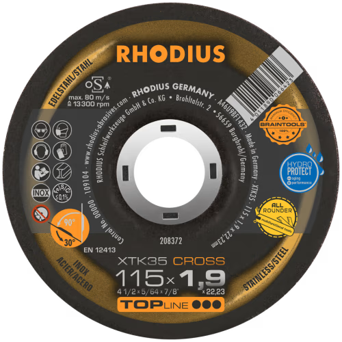 CUT OFF S/S 115X1.9X22 COMBO RHOD - (25) DEPRESSED CENTER - XTK35 CROSS