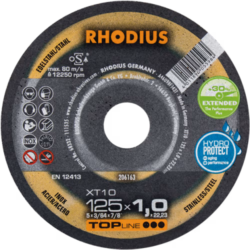 CUT OFF S/S 125X1.0X22 RHOD (50) - RHODIUS XT10 TOPLINE (INOX)