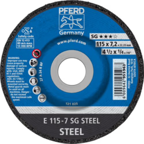 GRINDING DISC STL 115 X 7.0 SG PFERD - FOR STEEL - PERFORMANCE LINE