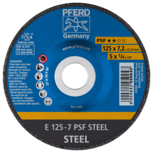 GRINDING DISC STL 125 X 6.0 PSF PFERD - DWS - FOR STEEL - UNIVERSAL LINE