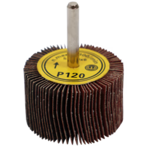 FLAP WHEEL 50 X 30MM 120G FB - MOUNTED 6MM SHANK (50MM DIA X 30MM WIDE)