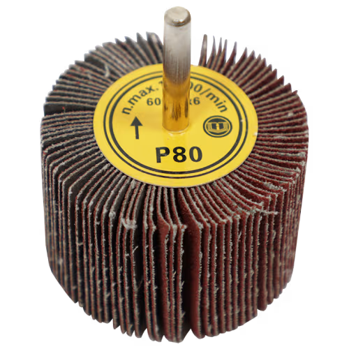 FLAP WHEEL 50 X 40MM 80G FB - MOUNTED 6MM SHANK (50MM DIA X 40MM WIDE)