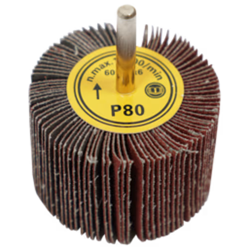 FLAP WHEEL 60 X 40MM 80G FB - MOUNTED 6MM SHANK (60MM DIA X 40MM WIDE)