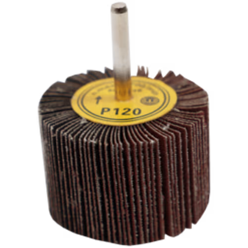 FLAP WHEEL 60 X 40MM 120G FB - MOUNTED 6MM SHANK (60MM DIA X 40MM WIDE)