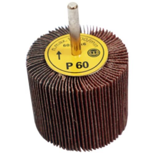 FLAP WHEEL 60 X 50MM 60G FB - MOUNTED 6MM SHANK (60MM DIA X 50MM WIDE)