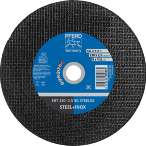 CUT OFF S/S 230X2.5X22 SG PFERD - TYPE E. S/STEEL. SG = HIGH PERFORMANCE