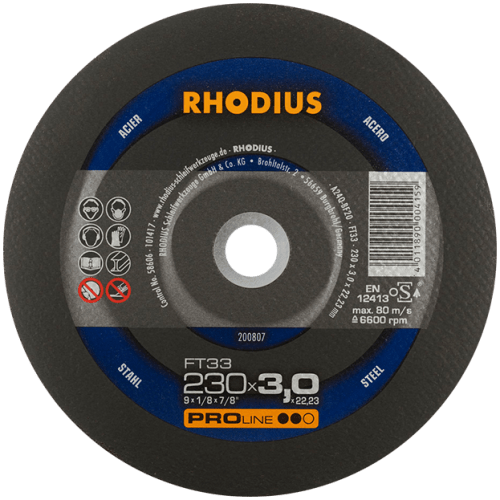 CUT OFF STEEL 230X3.0X22 RHOD (25) - RHODIUS FT33 PRO-LINE