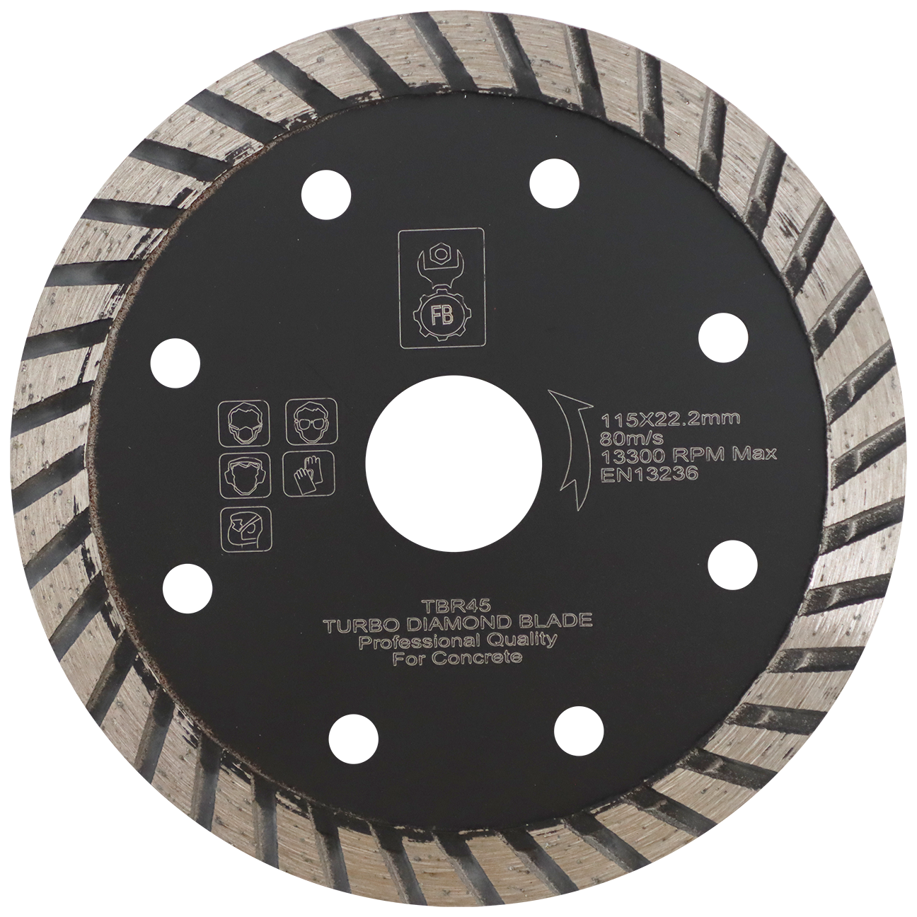 DIAMOND BLD 115MM CONTINUOUS TURBO FB - WET/DRY CUT - CONCRETE/BRICK/TILES