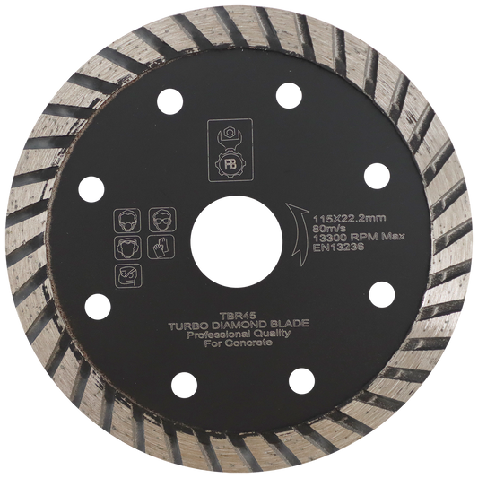 DIAMOND BLD 115MM CONTINUOUS TURBO FB - WET/DRY CUT - CONCRETE/BRICK/TILES