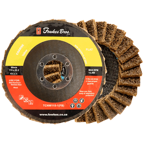 FLAP DISC NON WOVEN 115X22 COARSE - YELLOW -SCOTCH BRITE- FOR STEEL