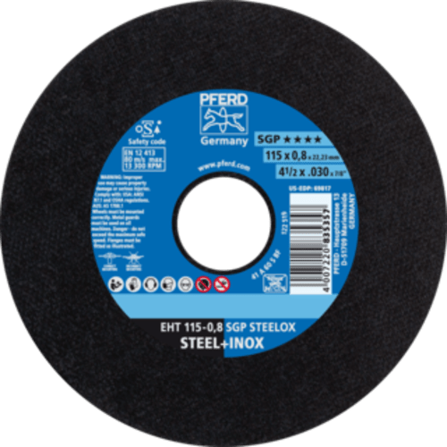 CUT OFF S/S 115X0.8X22 X-SLIM PFERD - S/STEEL. SG = HIGH PERFORMANCE